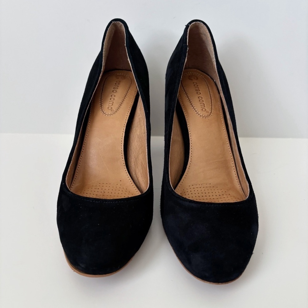 Corso Como Anya Black Suede Pumps Heels Sz 7.5 Classic Minimalist - Picture 3 of 9